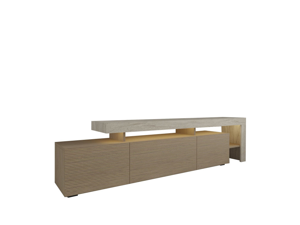 Drewniany stojak pod telewizor "Beliz" - 192 x 37 x 53 cm - Beżowy