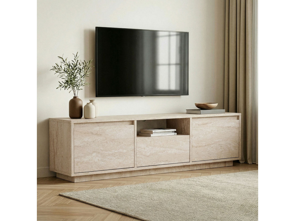 Drewniana podstawa pod telewizor "Sentinel" - 160 x 30 x 42 cm - trawertyn