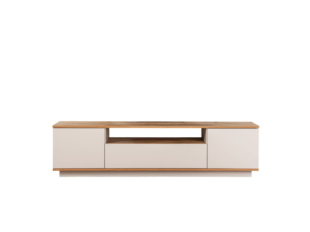 Drewniana podstawa pod telewizor "Veramont" - 180 x 44 x 44 cm - Kremowy
