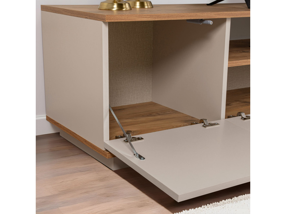 Drewniana podstawa pod telewizor "Veramont" - 180 x 44 x 44 cm - Kremowy