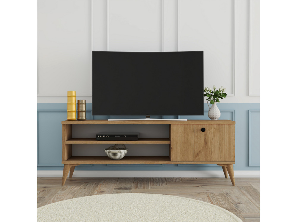 Drewniany stojak pod telewizor "Retro" - 120 x 29 x 44 cm - Beżowy