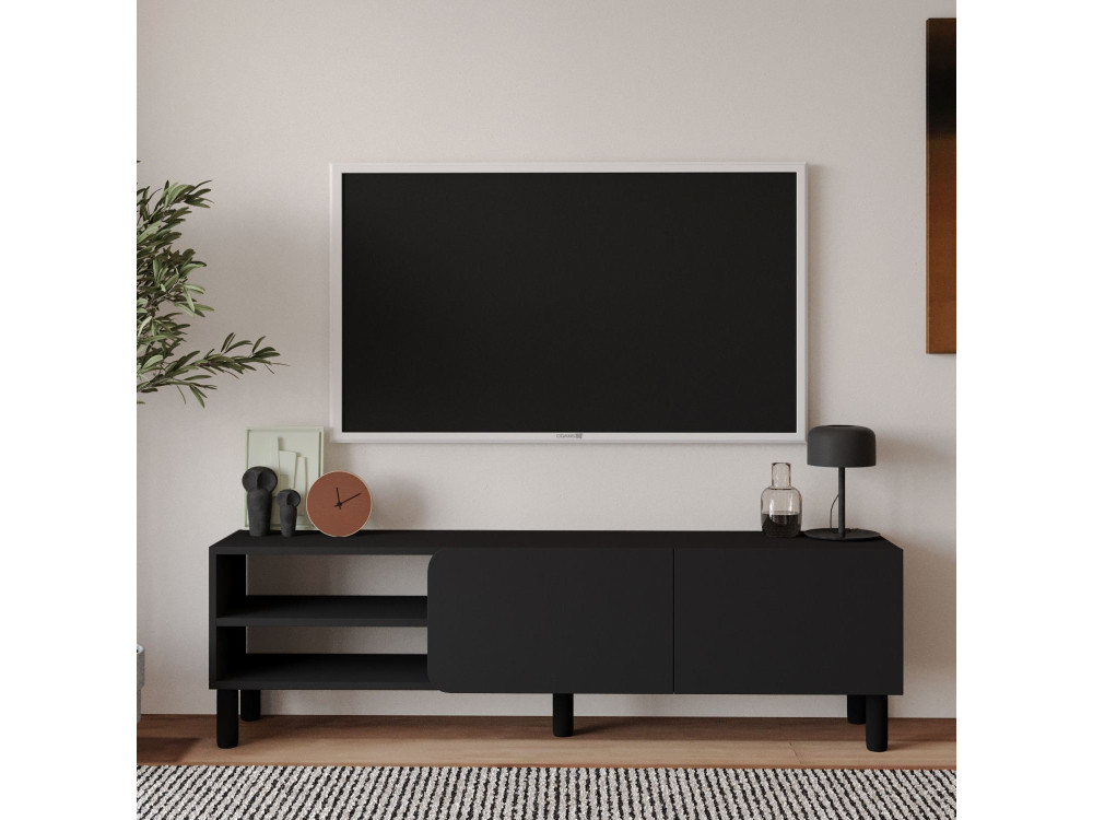 Drewniana podstawa pod telewizor "River" - 150 x 31,4 x 48,2 cm - Antracyt