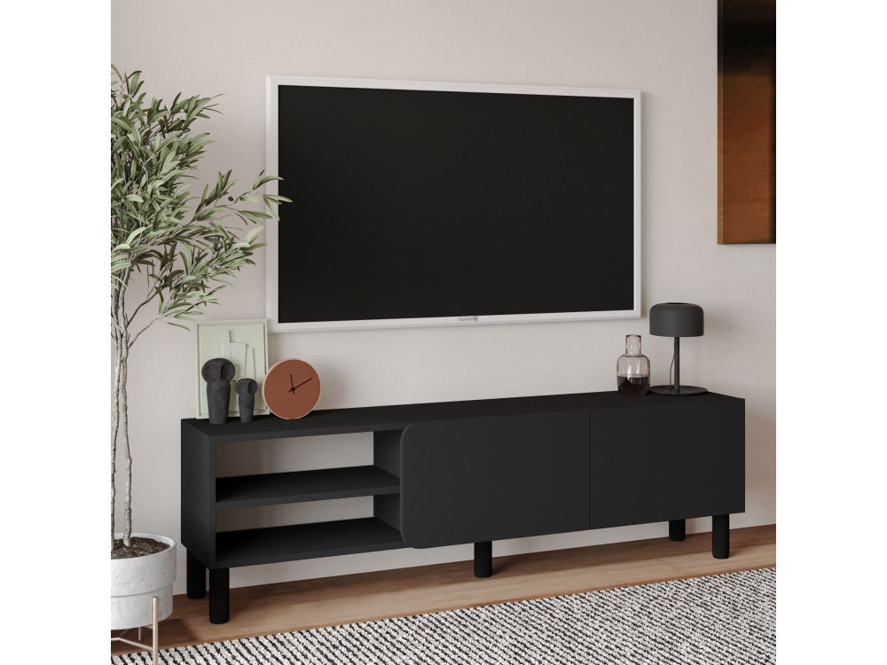 Drewniana podstawa pod telewizor "River" - 150 x 31,4 x 48,2 cm - Antracyt