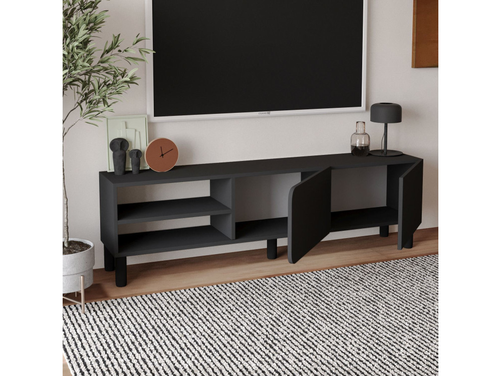 Drewniana podstawa pod telewizor "River" - 150 x 31,4 x 48,2 cm - Antracyt