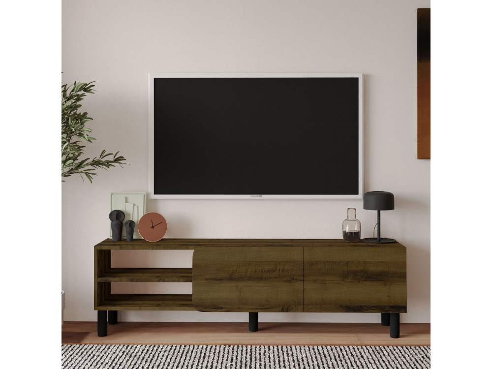 Drewniany stojak TV "River" - 150 x 31,4 x 48,2 cm - Orzech antyczny