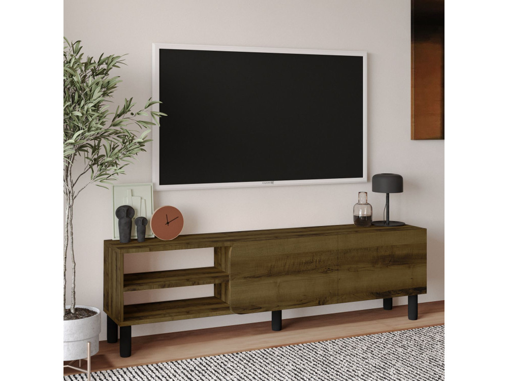Drewniany stojak TV "River" - 150 x 31,4 x 48,2 cm - Orzech antyczny