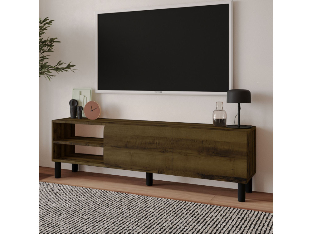 Drewniany stojak TV "River" - 150 x 31,4 x 48,2 cm - Orzech antyczny