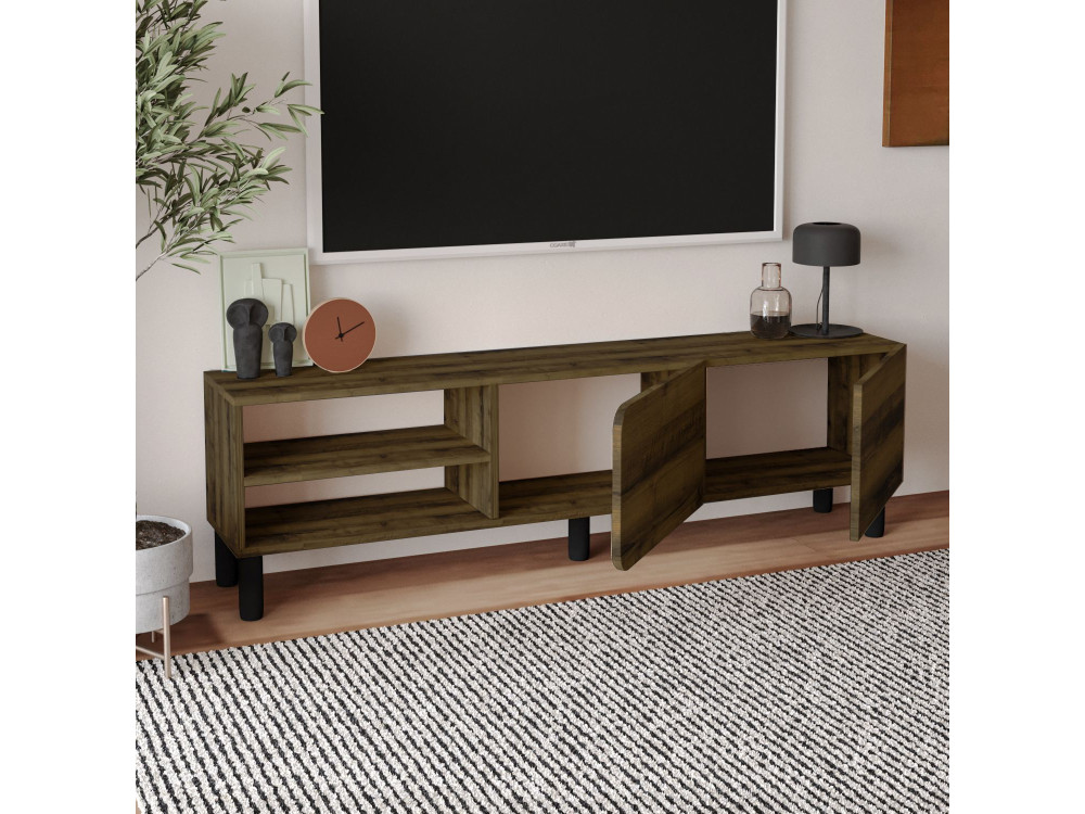 Drewniany stojak TV "River" - 150 x 31,4 x 48,2 cm - Orzech antyczny