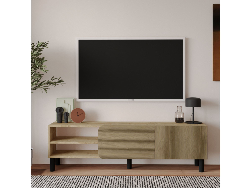 Drewniany stojak TV "River" - 150 x 31 x 48 cm - Beżowy
