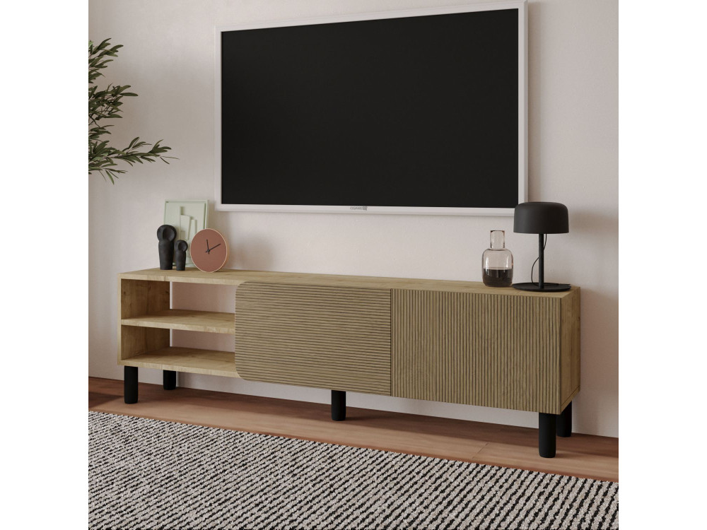 Drewniany stojak TV "River" - 150 x 31 x 48 cm - Beżowy