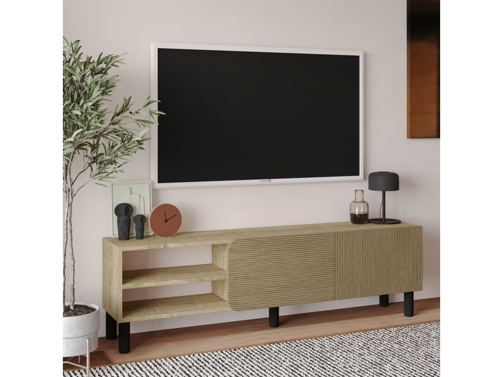 Drewniany stojak TV "River" - 150 x 31 x 48 cm - Beżowy