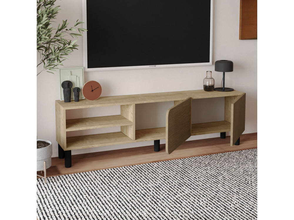 Drewniany stojak TV "River" - 150 x 31 x 48 cm - Beżowy