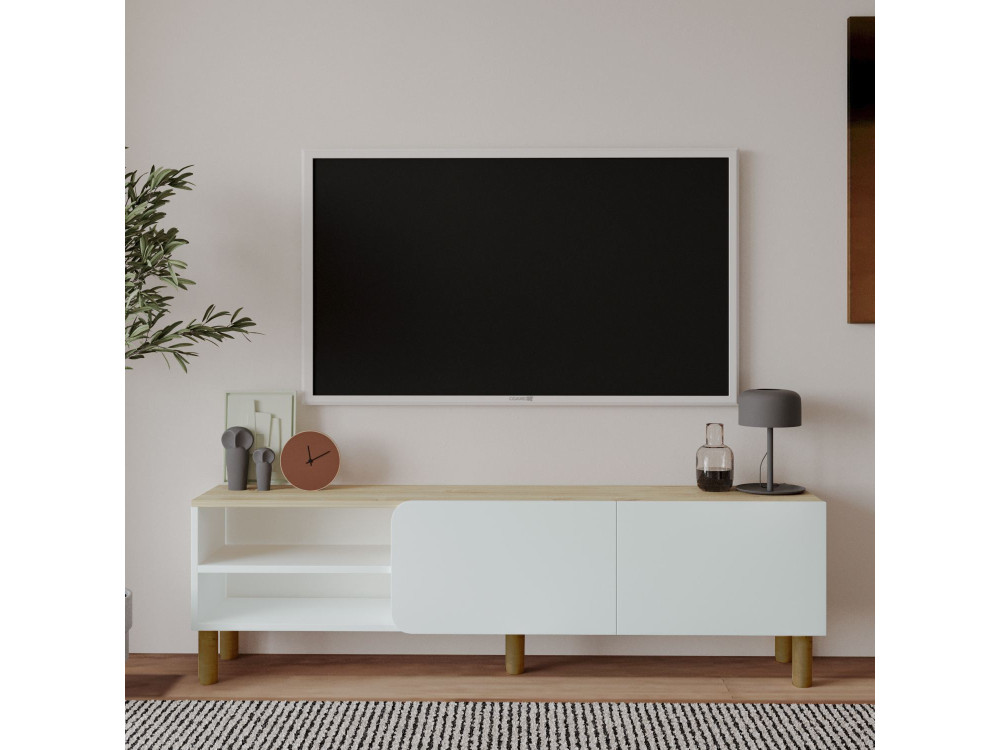 Drewniany stojak TV "River" - 150 x 31 x 48 cm - Biały
