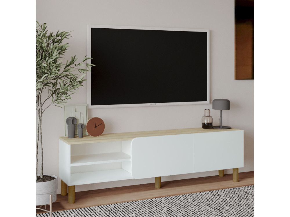 Drewniany stojak TV "River" - 150 x 31 x 48 cm - Biały