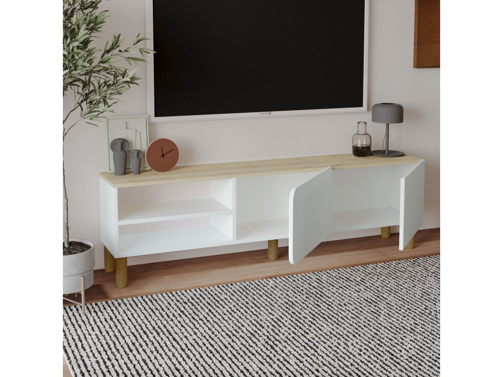 Drewniany stojak TV "River" - 150 x 31 x 48 cm - Biały