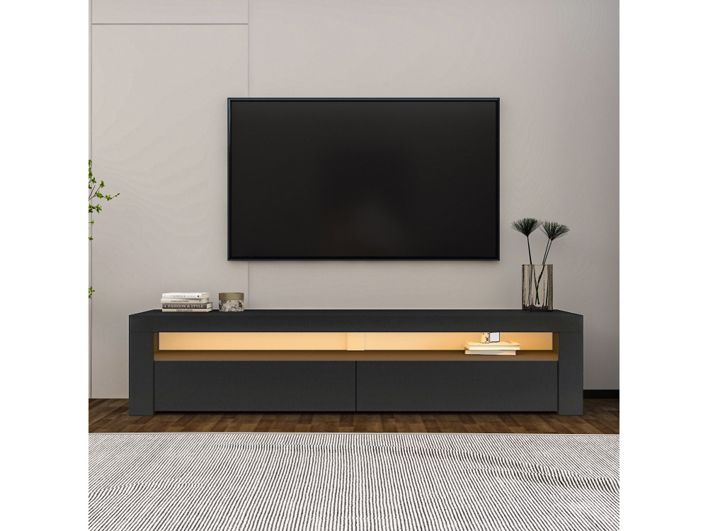 Drewniany stojak TV "Bati" - 150 x 36 x 46 cm - Antracytowy szary