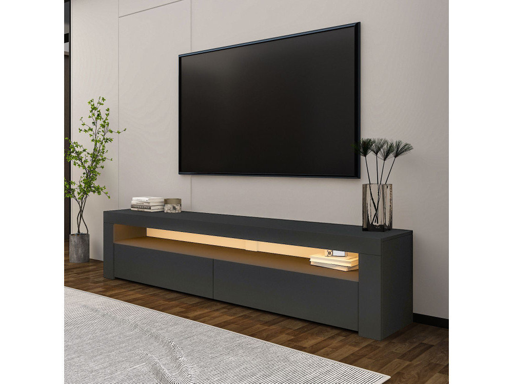 Drewniany stojak TV "Bati" - 150 x 36 x 46 cm - Antracytowy szary