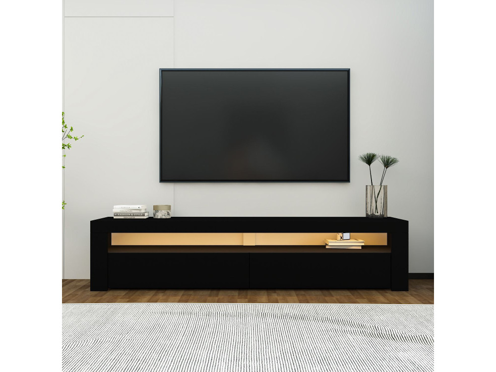 Drewniany stojak na telewizor "Bati" - 150 x 36 x 46 cm - Czarny
