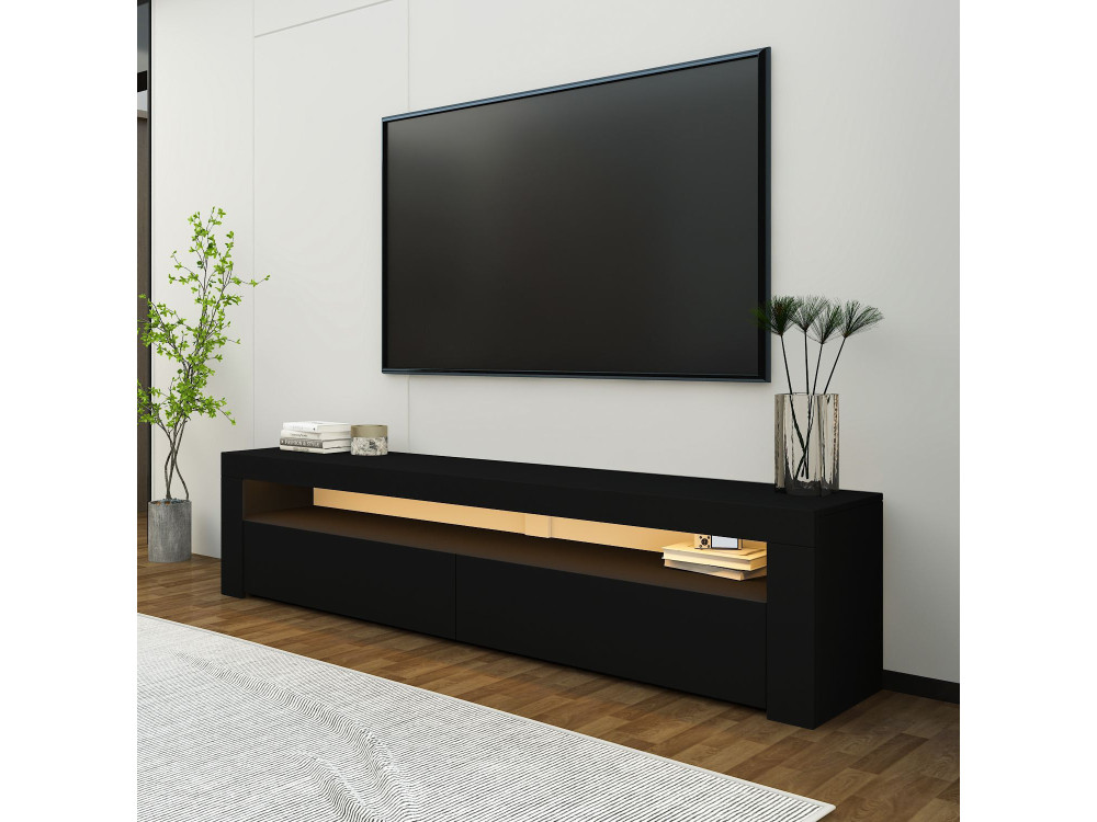 Drewniany stojak na telewizor "Bati" - 150 x 36 x 46 cm - Czarny