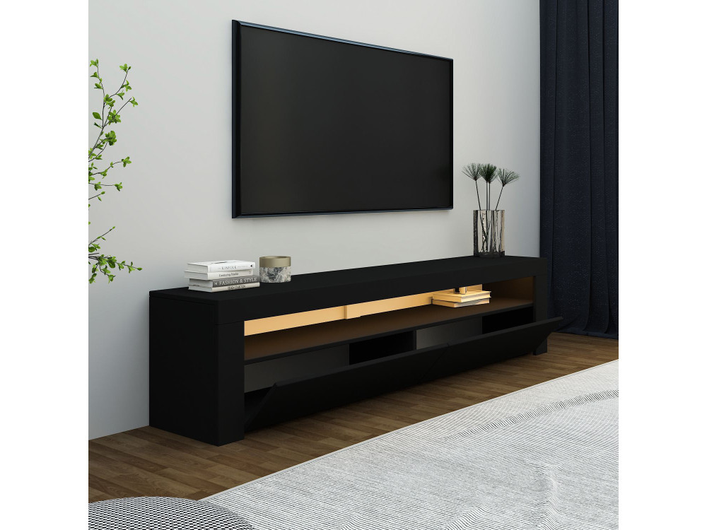 Drewniany stojak na telewizor "Bati" - 150 x 36 x 46 cm - Czarny