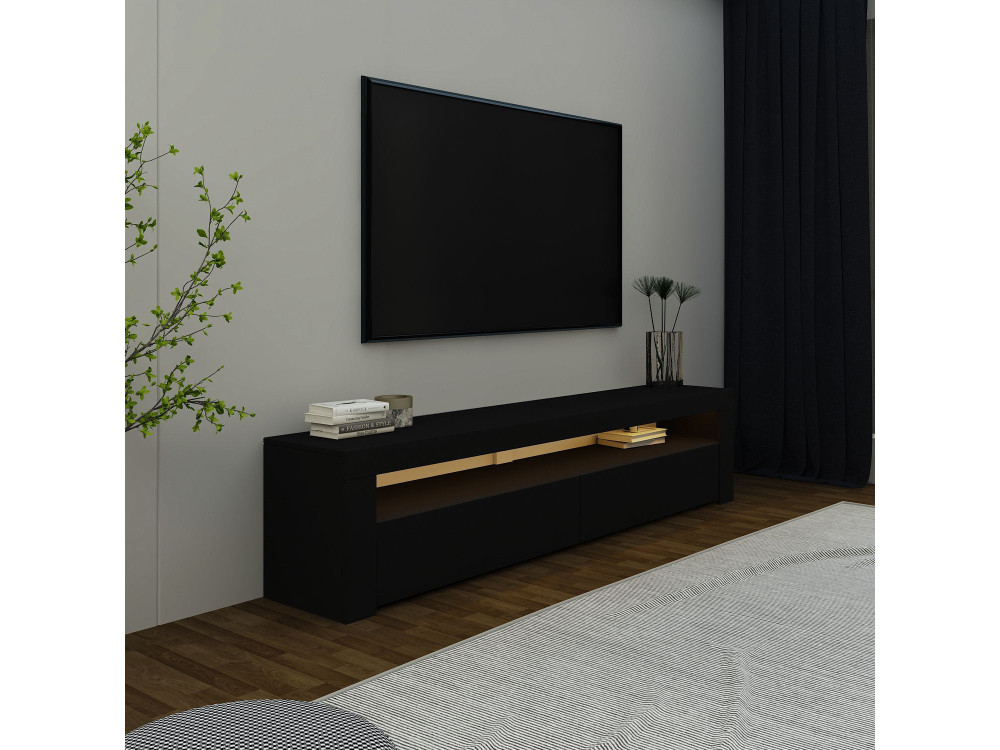 Drewniany stojak na telewizor "Bati" - 150 x 36 x 46 cm - Czarny