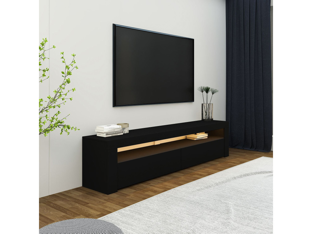 Drewniany stojak na telewizor "Bati" - 150 x 36 x 46 cm - Czarny