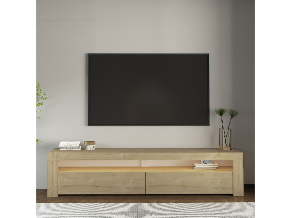 Drewniany stojak na telewizor "Bati" - 150 x 36 x 46 cm - Beżowy