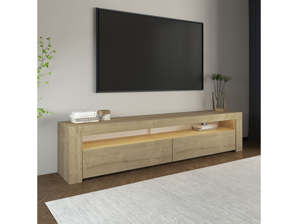 Drewniany stojak na telewizor "Bati" - 150 x 36 x 46 cm - Beżowy
