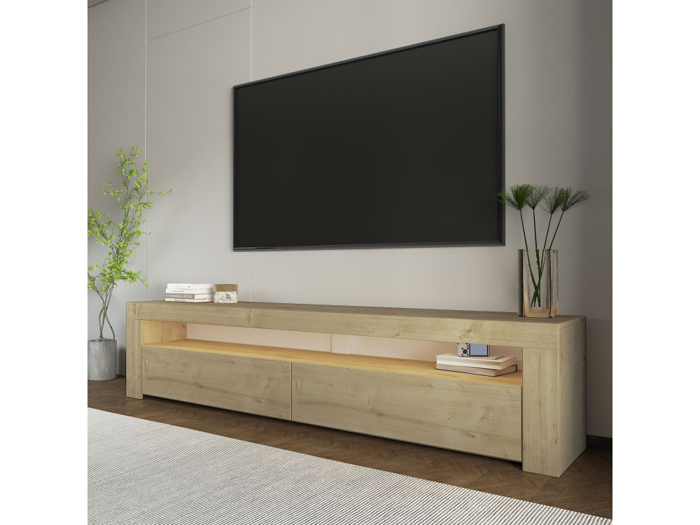 Drewniany stojak na telewizor "Bati" - 150 x 36 x 46 cm - Beżowy