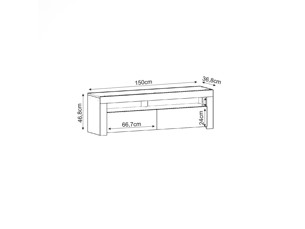 Drewniana podstawa pod telewizor "Bati" - 150 x 36 x 46 cm - trawertyn