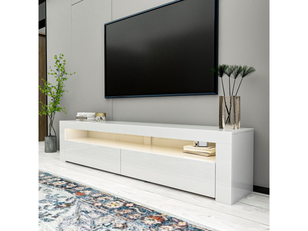 Drewniany stojak pod telewizor "Bati" - 150 x 36 x 46 cm - Biały