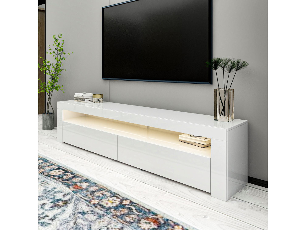 Drewniany stojak pod telewizor "Bati" - 150 x 36 x 46 cm - Biały