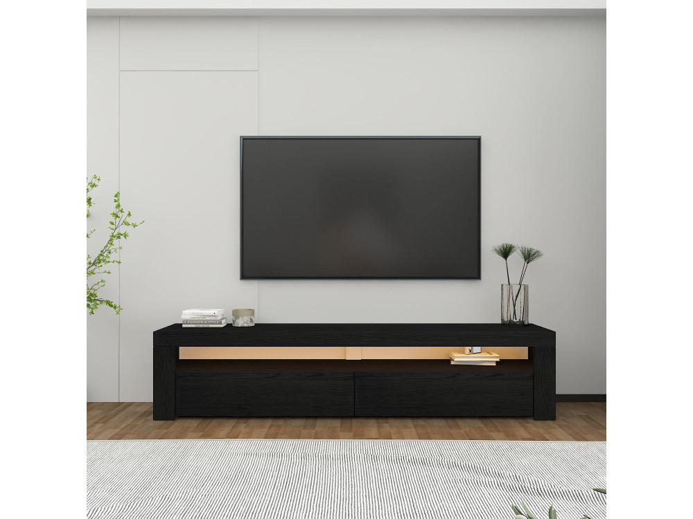 Drewniany stojak na telewizor "Bati" - 150 x 36 x 46 cm - Czarny