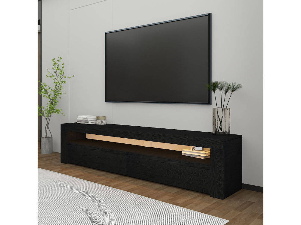 Drewniany stojak na telewizor "Bati" - 150 x 36 x 46 cm - Czarny