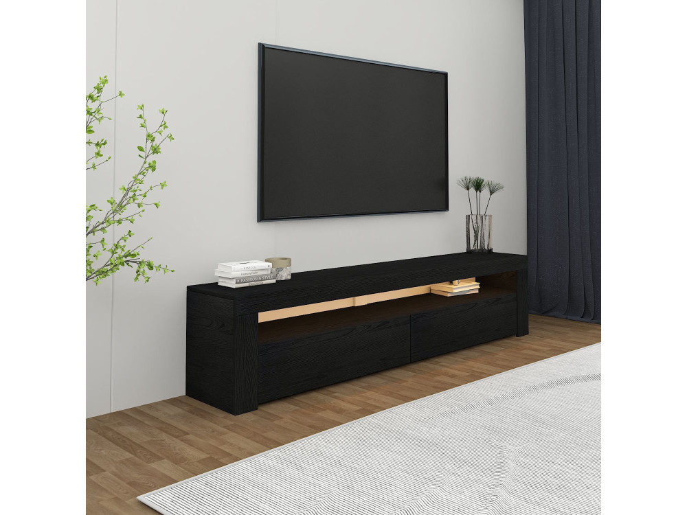 Drewniany stojak na telewizor "Bati" - 150 x 36 x 46 cm - Czarny
