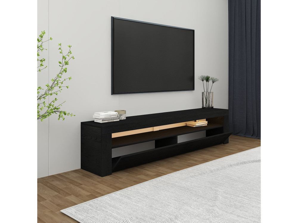 Drewniany stojak na telewizor "Bati" - 150 x 36 x 46 cm - Czarny