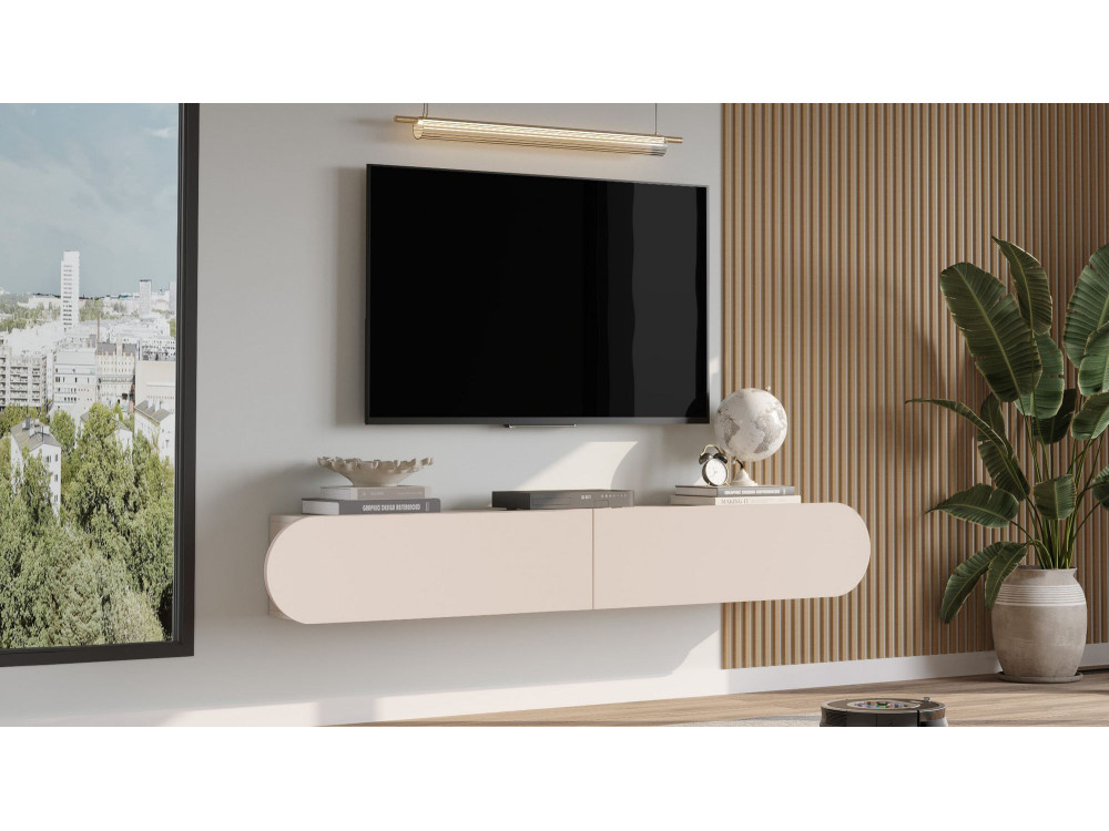 Drewniana podstawa pod telewizor "LUM1" - 180 x 31 x 29 cm - Kremowy