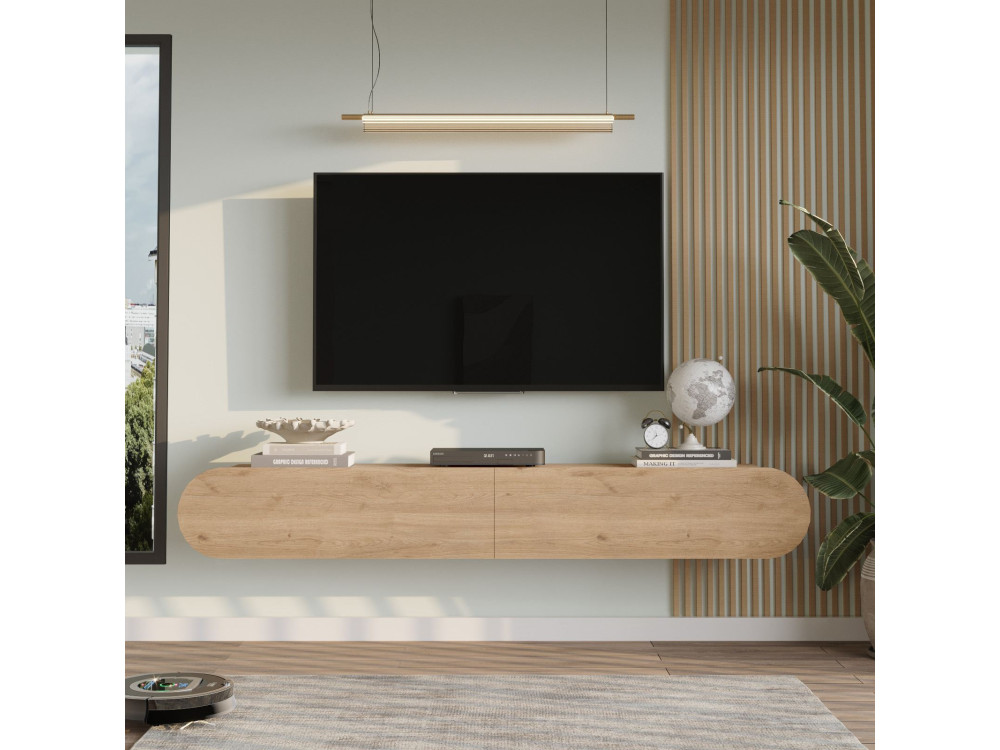 Drewniany stojak TV "LUM1" - 180 x 31 x 29 cm - Beżowy