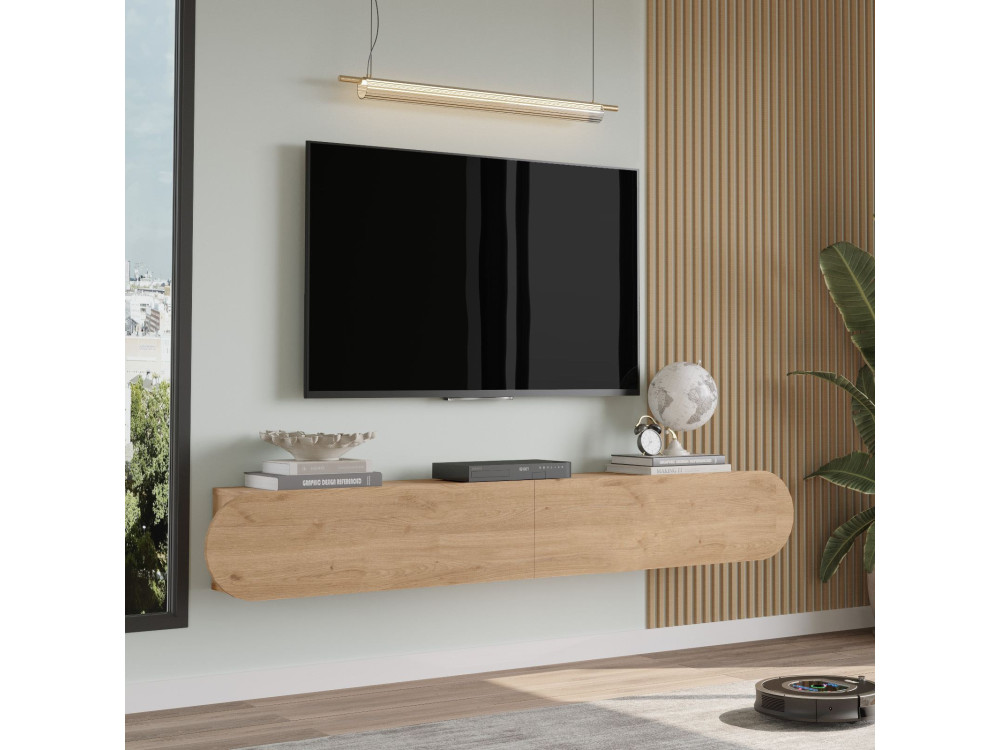 Drewniany stojak TV "LUM1" - 180 x 31 x 29 cm - Beżowy