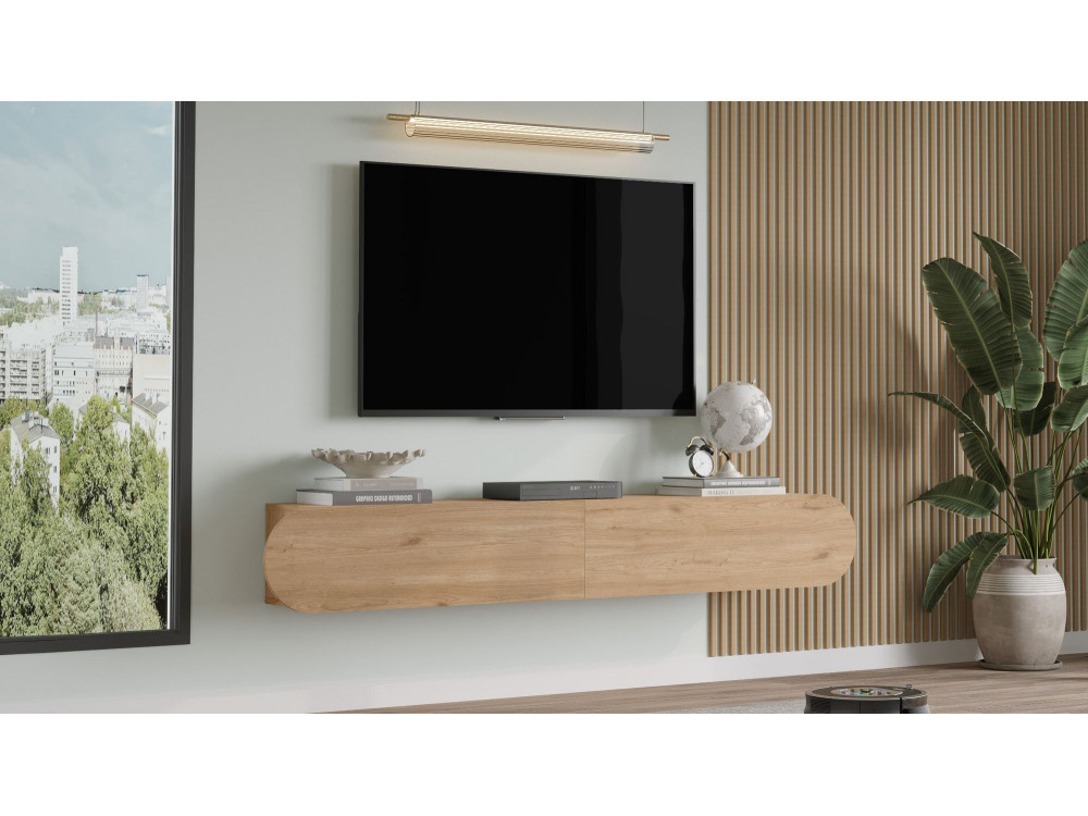 Drewniany stojak TV "LUM1" - 180 x 31 x 29 cm - Beżowy