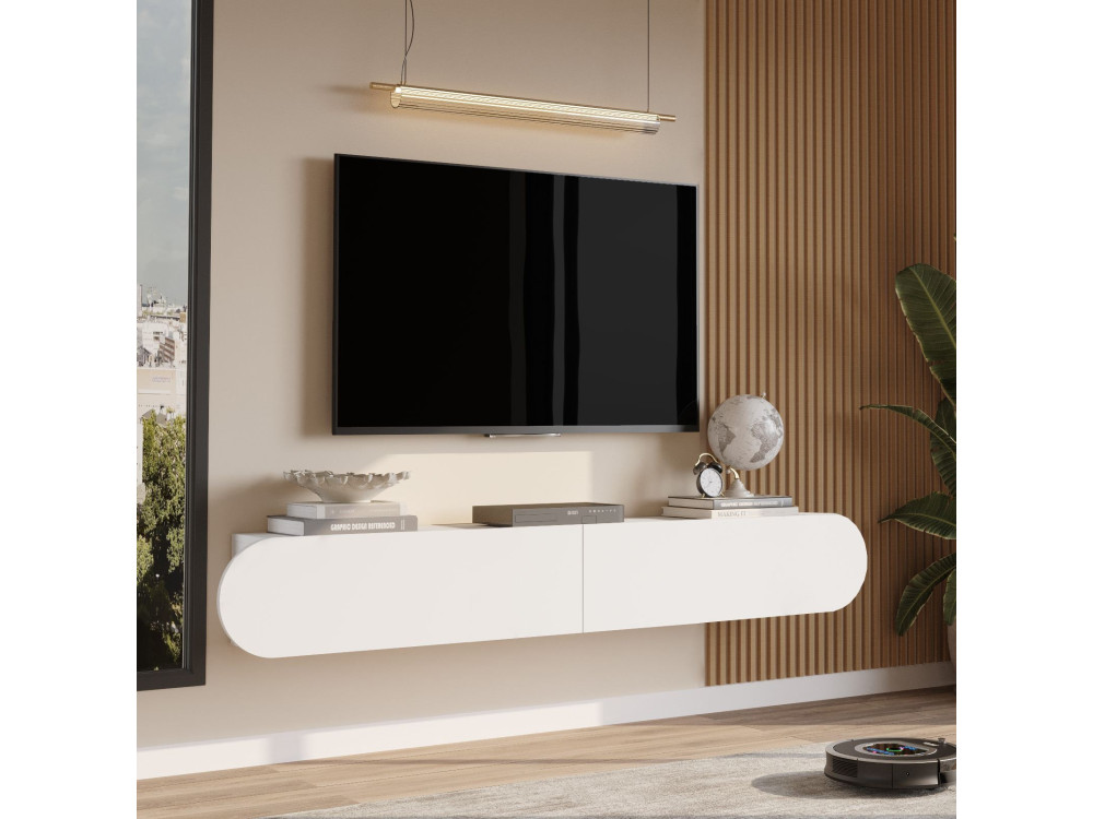 Drewniany stojak TV "LUM1" - 180 x 31 x 29 cm - Biały