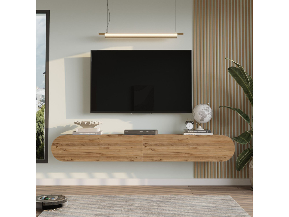 Drewniany stojak TV "LUM1" - 180 x 31 x 29 cm - Brązowy
