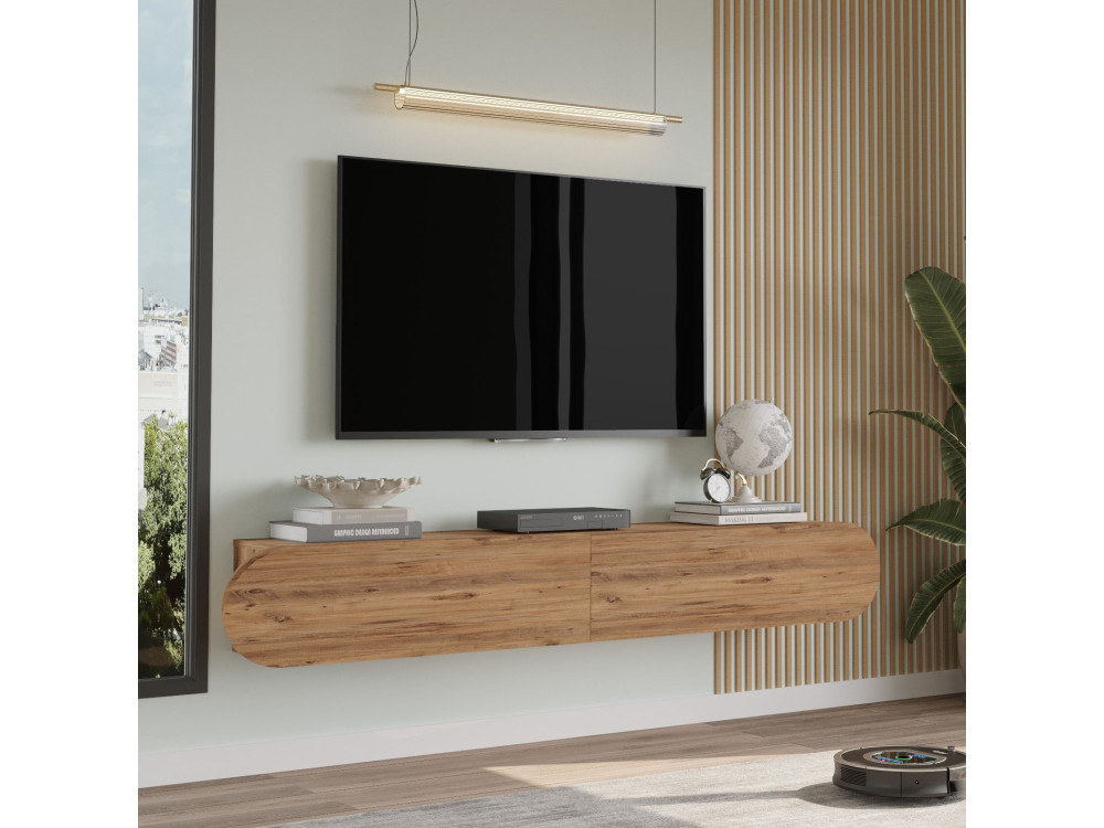 Drewniany stojak TV "LUM1" - 180 x 31 x 29 cm - Brązowy