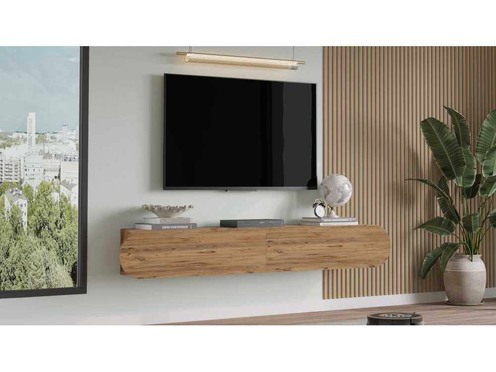 Drewniany stojak TV "LUM1" - 180 x 31 x 29 cm - Brązowy