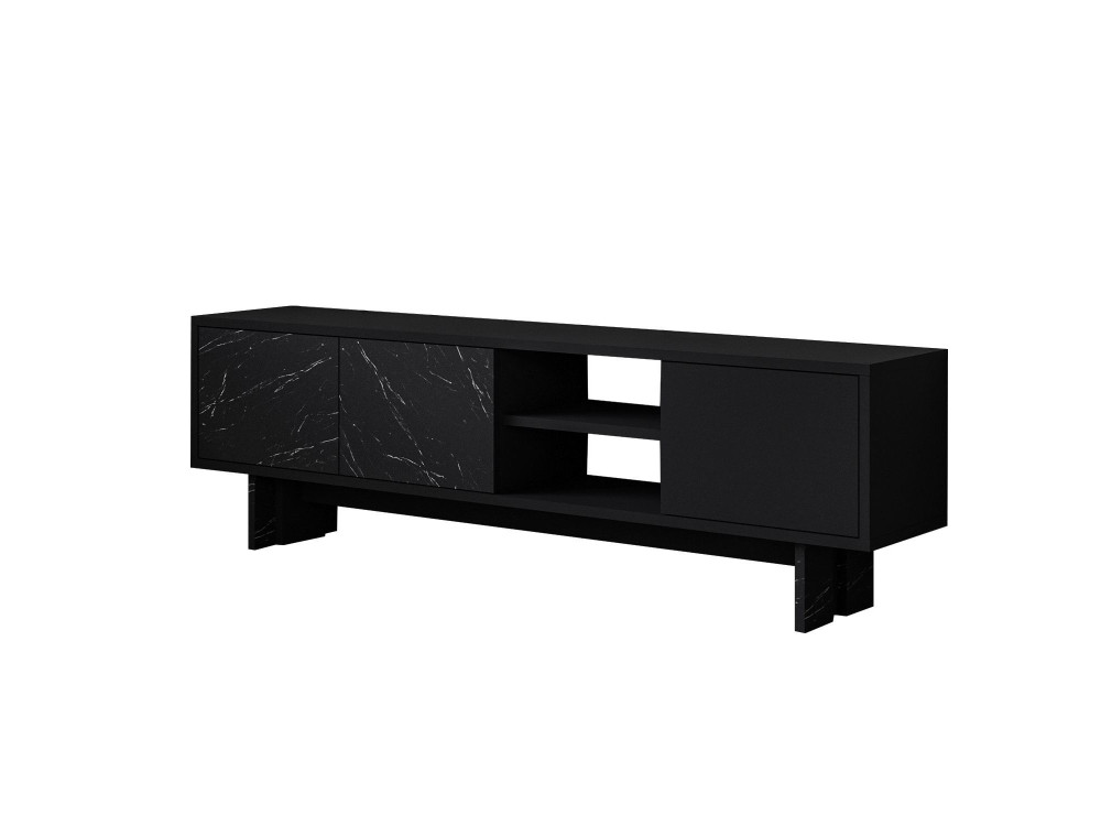Drewniana podstawa pod telewizor "Ravello" - 150 x 30 x 45 cm - Czarny