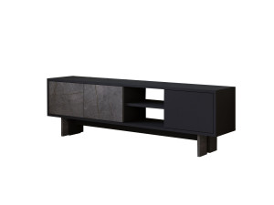 Drewniana szafka pod telewizor "Ravello" - 150 x 30 x 45 cm - Antracytowy szary