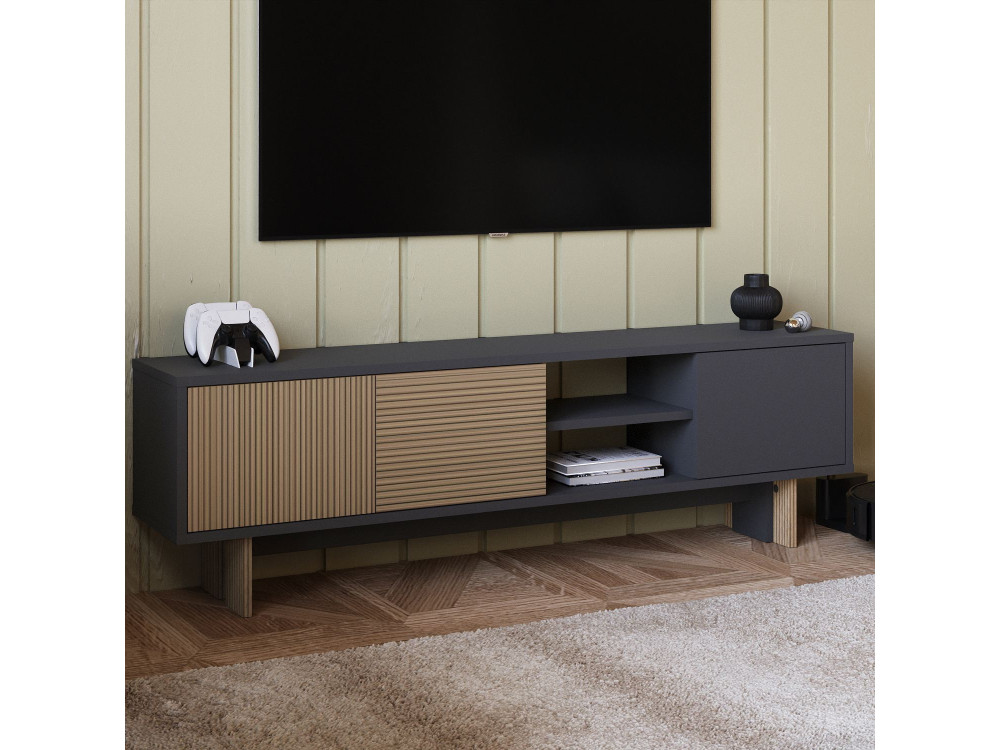 Drewniany stojak pod telewizor "Ravello" - 150 x 30 x 45 cm - Brązowy
