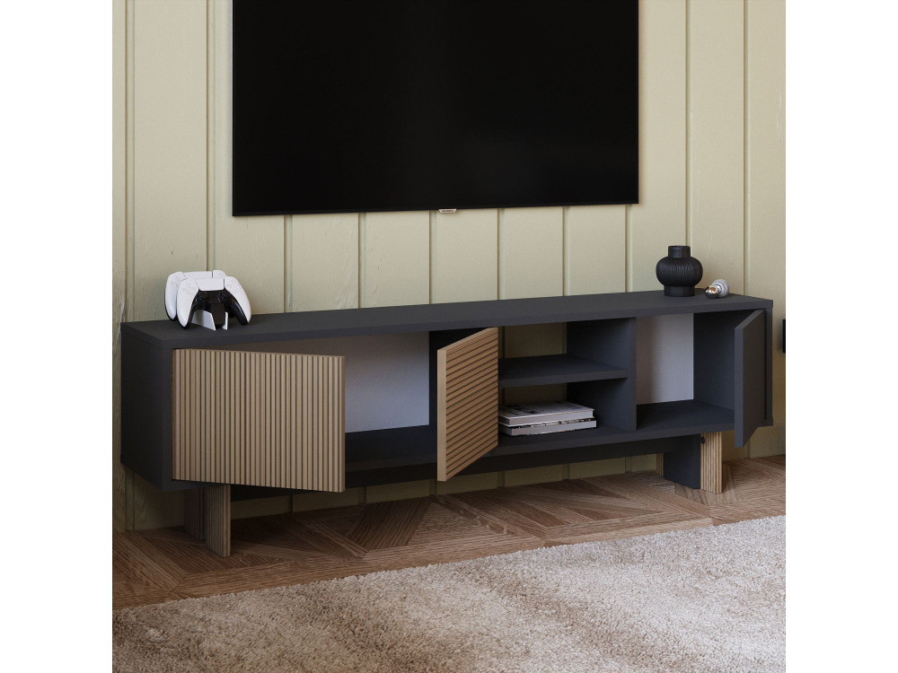 Drewniany stojak pod telewizor "Ravello" - 150 x 30 x 45 cm - Brązowy