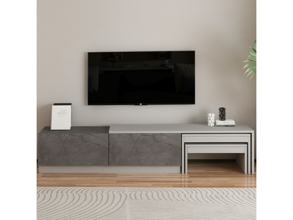 Drewniana podstawa pod telewizor "Nest" - 180 x 30 x 36 cm - Szary