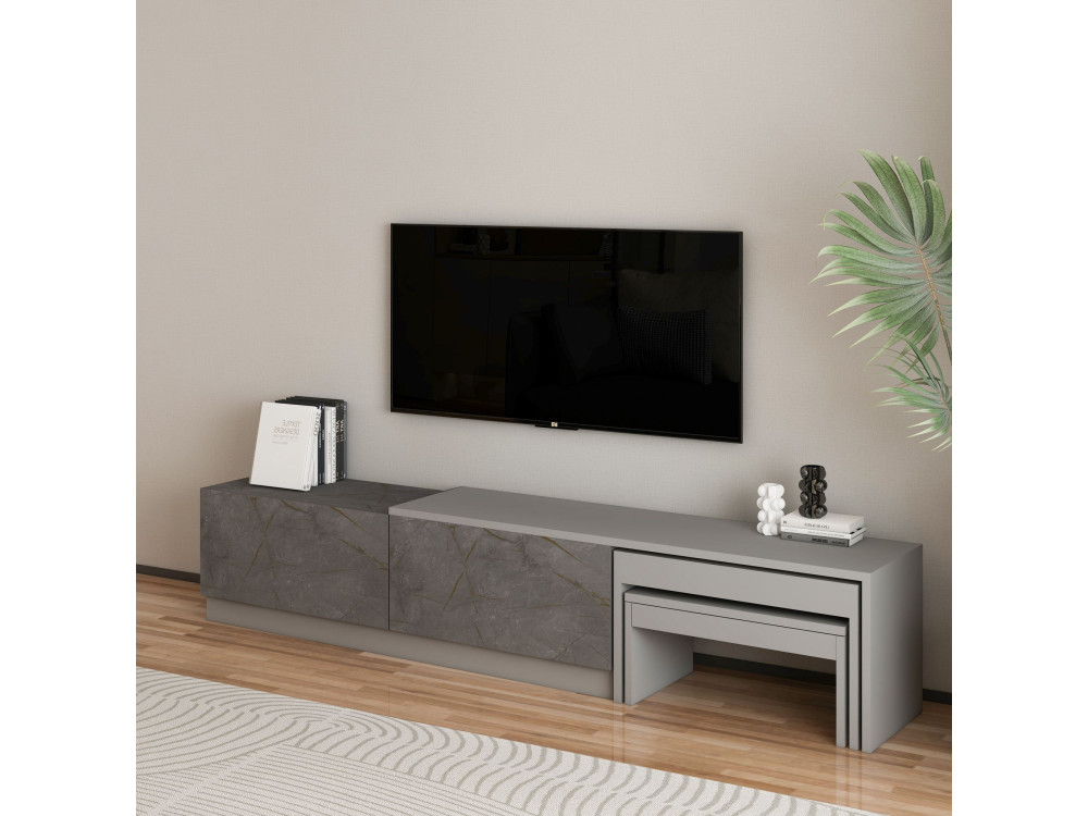 Drewniana podstawa pod telewizor "Nest" - 180 x 30 x 36 cm - Szary